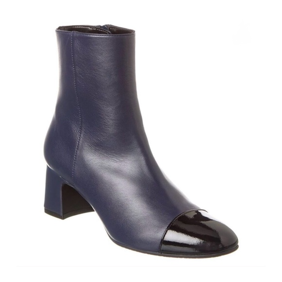 New Stuart Weitzman Milla 60 Leather Bootie Blue Sz 7.5 - Picture 1 of 15